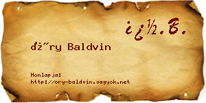 Őry Baldvin névjegykártya